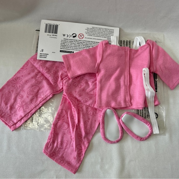 American Girl 18” Doll Pink PJ Set With Sleepers & Hair Tie  NOS NIP - Picture 3 of 14